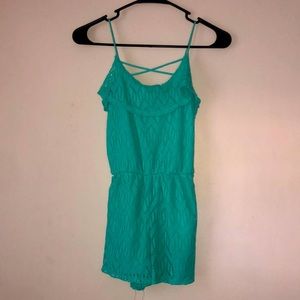 Teal Lacy Romper